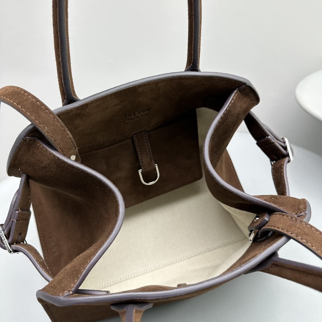 The Row Soft Margaux 10 Bag in Suede Brown High