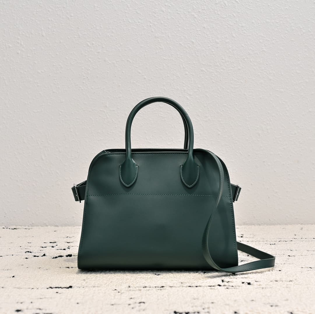 The Row Soft Margaux 10 Bag in Leather Dark Green High