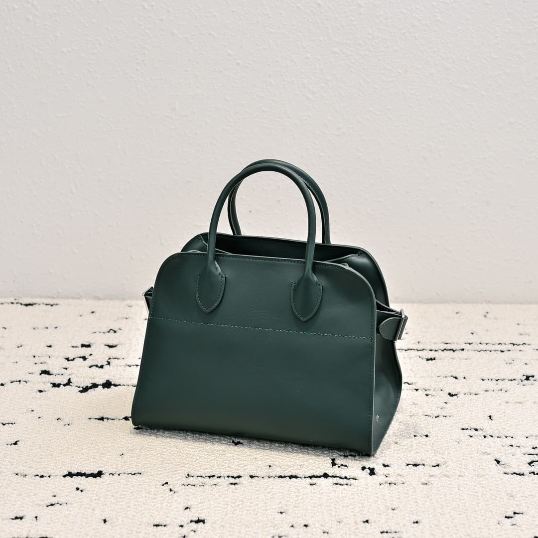 The Row Soft Margaux 10 Bag in Leather Dark Green High