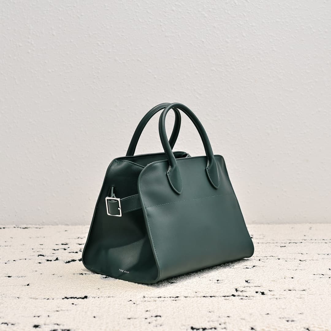 The Row Soft Margaux 10 Bag in Leather Dark Green High