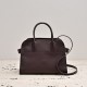 The Row Soft Margaux 10 Bag in Leather Dark Brown High