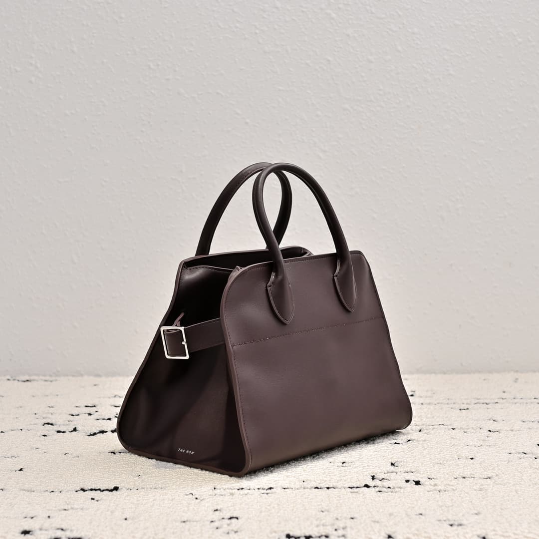 The Row Soft Margaux 10 Bag in Leather Dark Brown High