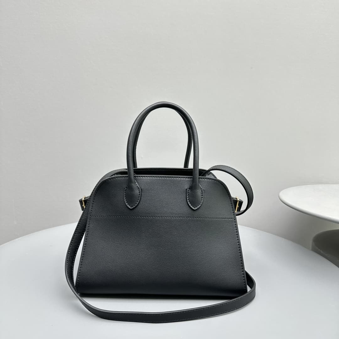 The Row Soft Margaux 10 Bag in Leather Black High