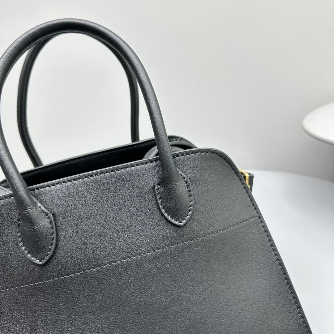 The Row Soft Margaux 10 Bag in Leather Black High