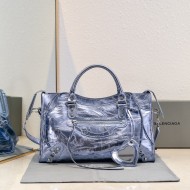 WOMEN'S LE CITY LARGE BAG Silver Metal Blue High 