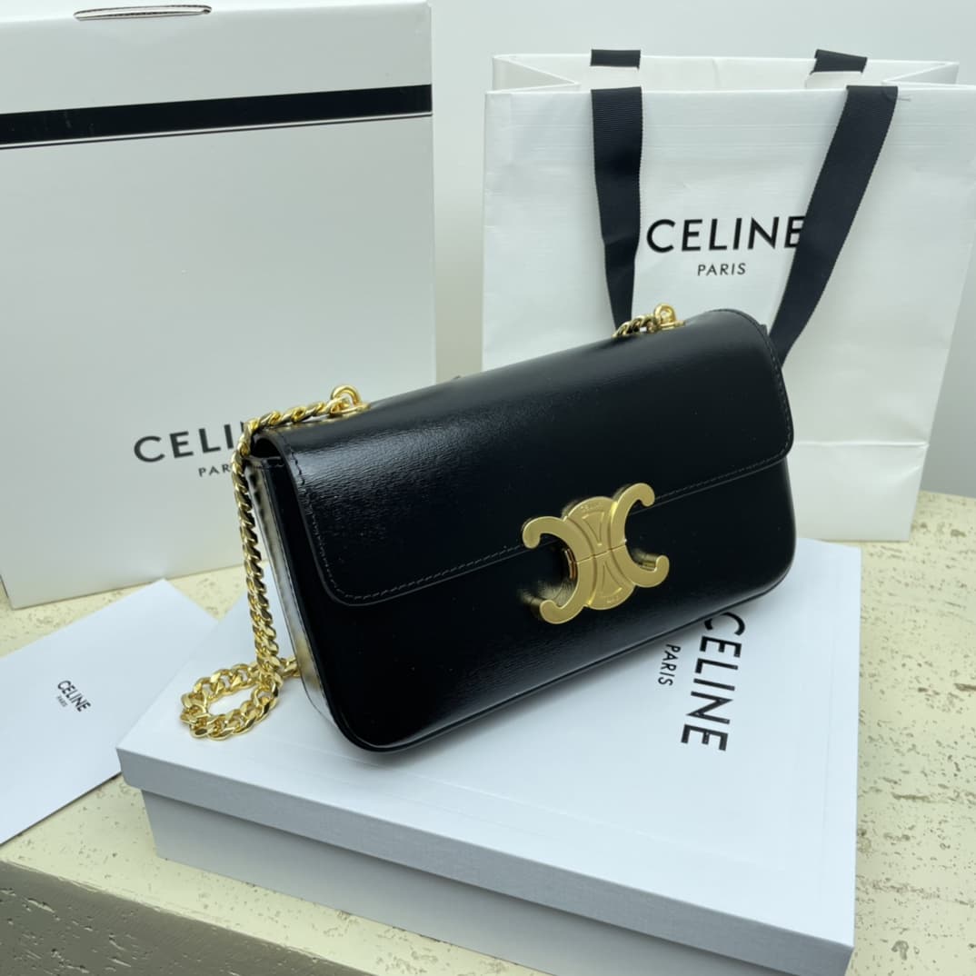 Celine CHAIN SHOULDER BAG CLAUDE IN SHINY CALFSKIN High