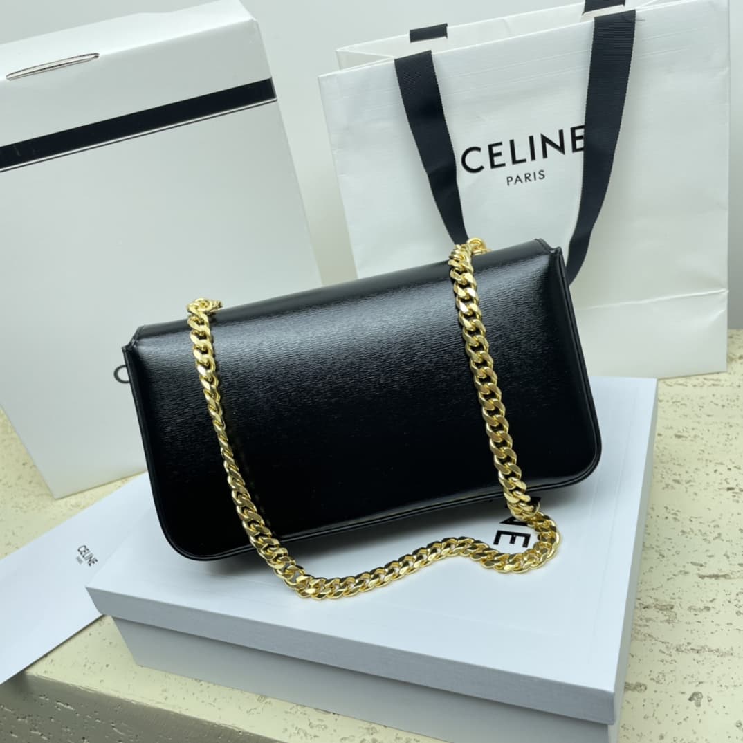 Celine CHAIN SHOULDER BAG CLAUDE IN SHINY CALFSKIN High