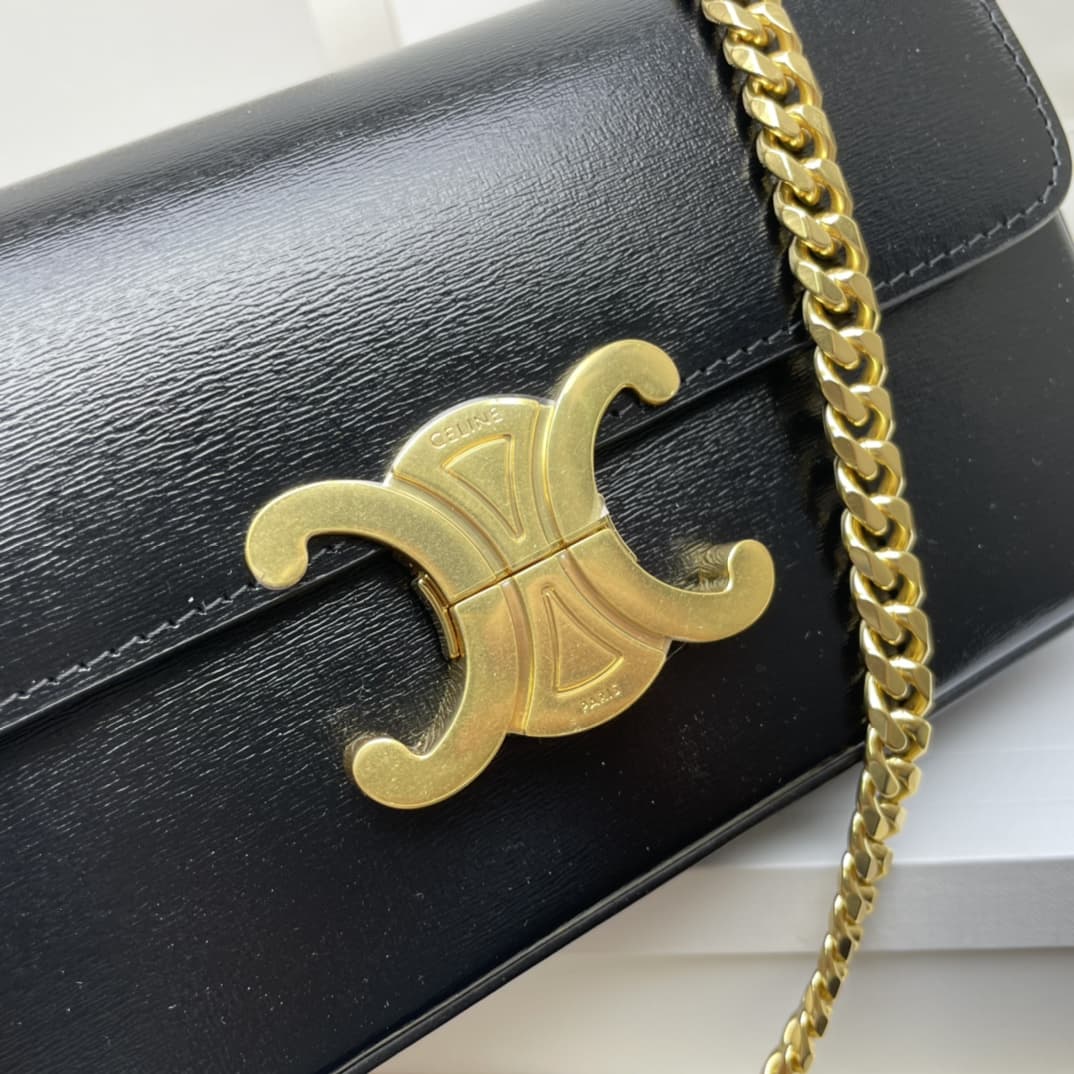 Celine CHAIN SHOULDER BAG CLAUDE IN SHINY CALFSKIN High