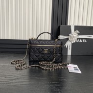 Chanel VANITY WITH CHAIN AP4407 Grained Calfskin & Gold-Tone Metal Black High