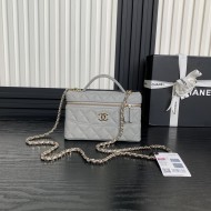 Chanel VANITY WITH CHAIN AP4407 Grained Calfskin & Gold-Tone Metal Grey High