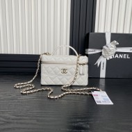 Chanel VANITY WITH CHAIN AP4407 Grained Calfskin & Gold-Tone Metal White High