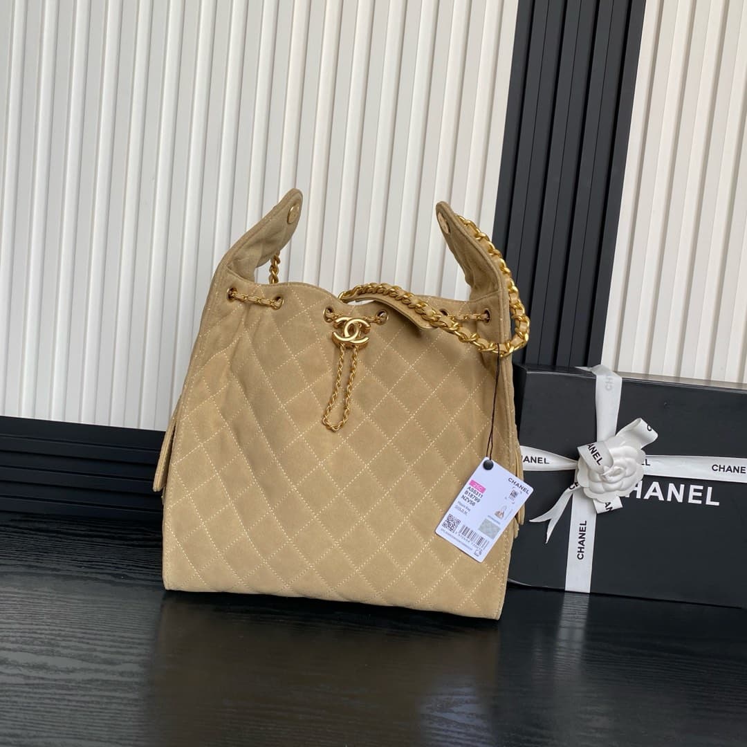 Chanel Hobo handbag AS5311 Suede & Gold-tone Metal Camel High