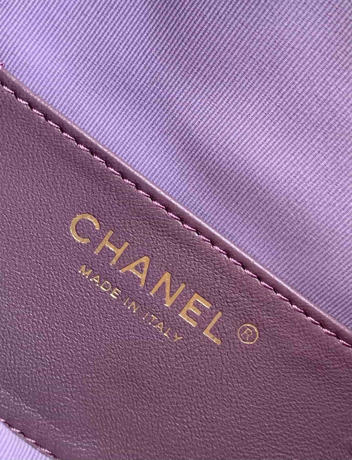 Chanel Hobo handbag AS5293 Suede & gold-tone metal Purple High