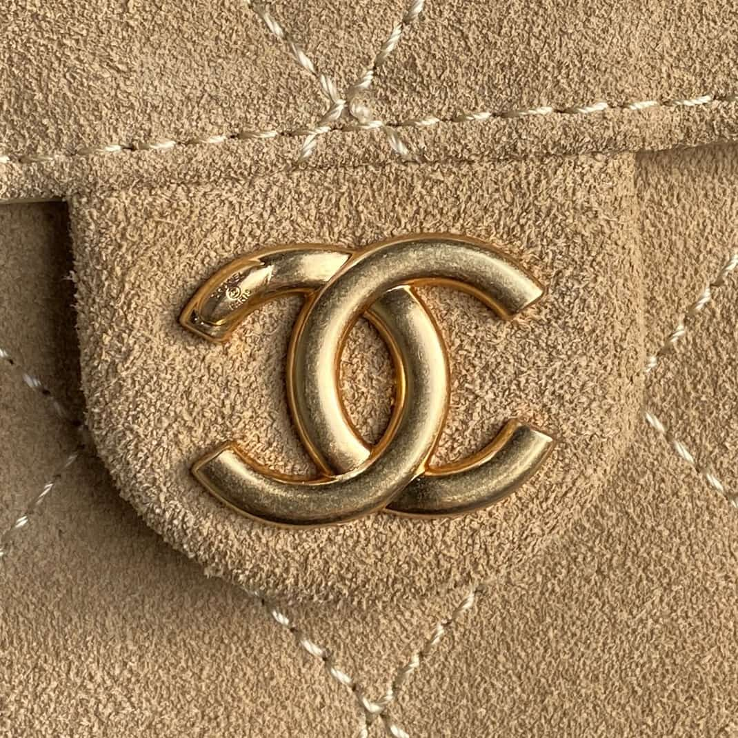 Chanel Hobo handbag AS5293 Suede & gold-tone metal Camel High