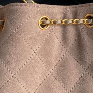 Chanel Hobo handbag AS5293 Suede & gold-tone metal Beige High