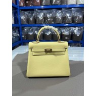 Hermes Kelly 25/28cm Retourne Bag Togo Leather In Light-Yellow WAX High