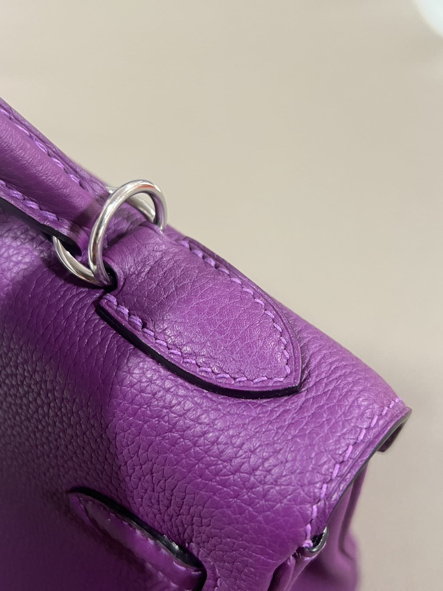 Hermes Kelly 25/28cm Retourne Bag Togo Leather In Purple WAX High