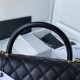 FLAP BAG WITH TOP HANDLE Grained Calfskin Gold Metal Black A