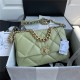 Large Chanel 19 Flap Bag Goatskin/Lambskin Yellow Green High