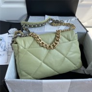 Large Chanel 19 Flap Bag Goatskin/Lambskin Yellow Green High