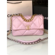 Large Chanel 19 Flap Bag Goatskin/Lambskin Pink High