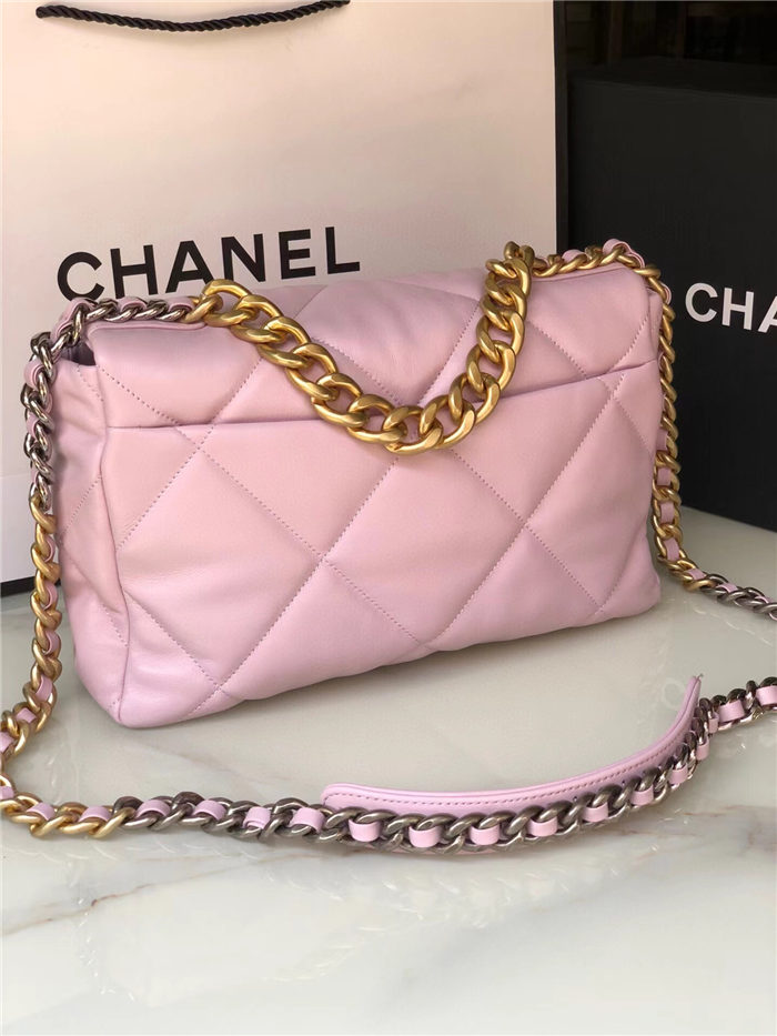 Large Chanel 19 Flap Bag Goatskin/Lambskin Pink High