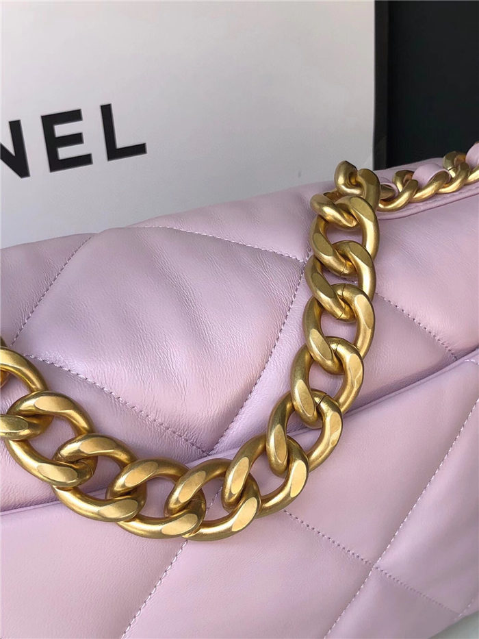 Large Chanel 19 Flap Bag Goatskin/Lambskin Pink High