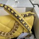 Large Chanel 19 Flap Bag Goatskin/Lambskin Yellow High