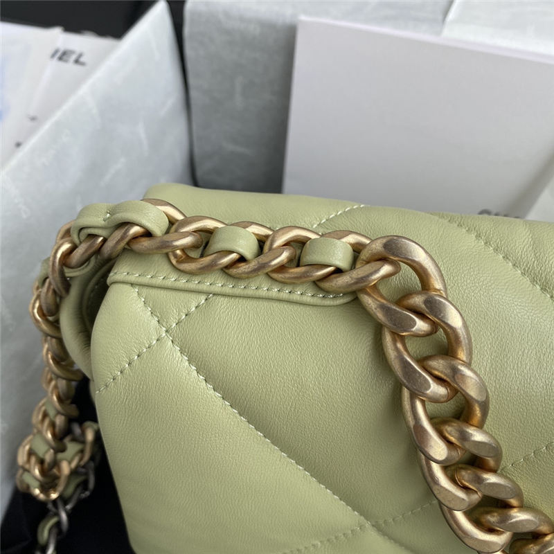 Chanel 19 Flap Bag Goatskin/Lambskin Yellow Green High