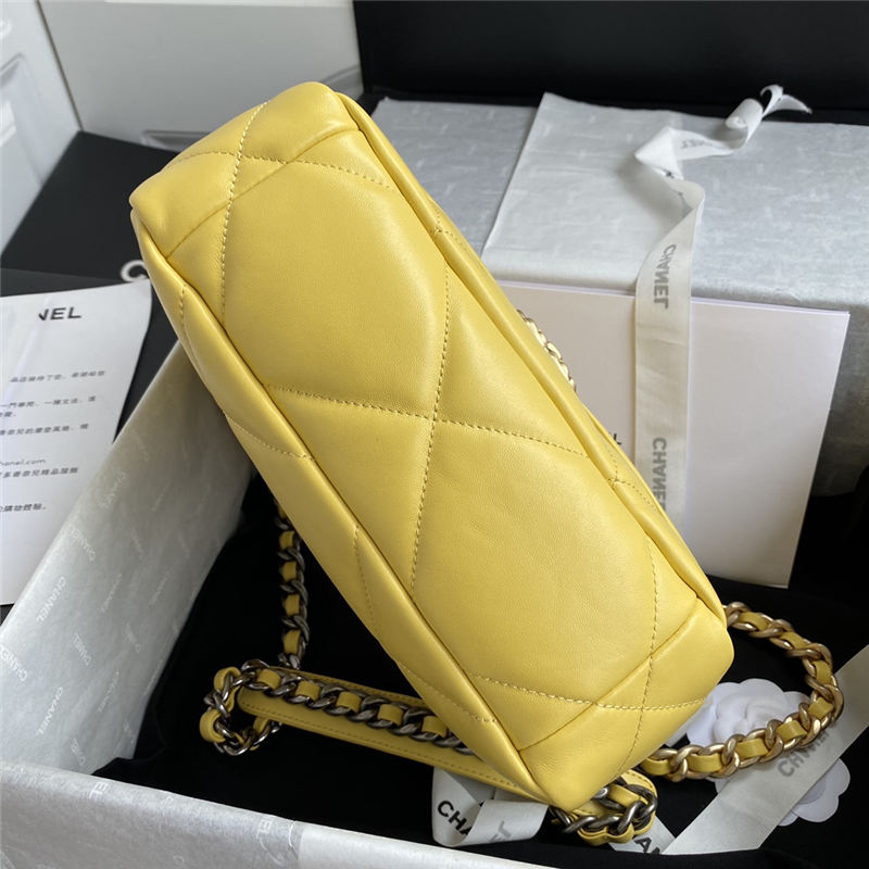 Chanel 19 Flap Bag Goatskin/Lambskin Yellow High