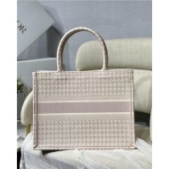 MEDIUM Dior BOOK TOTE Houndstooth Embroidery Pink High