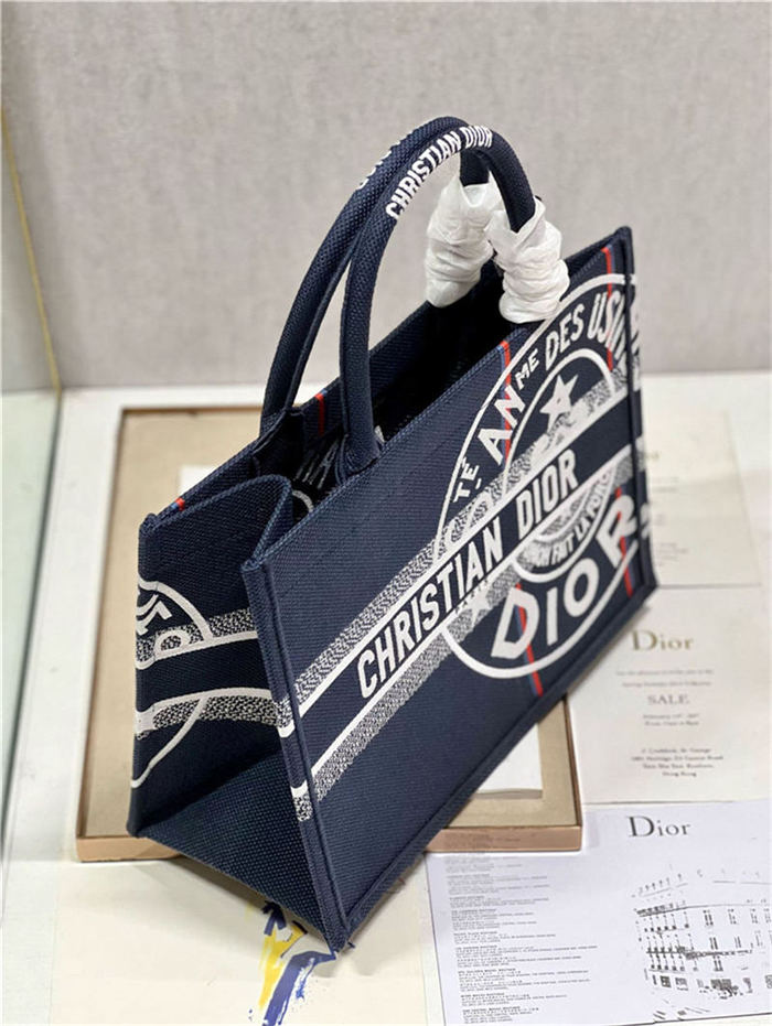 MEDIUM Dior BOOK TOTE Jute Canvas Embroidered with Dior Union Motif High