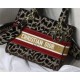 MEDIUM LADY D-LITE BAG Leopard-Effect Embroidered Velvet High