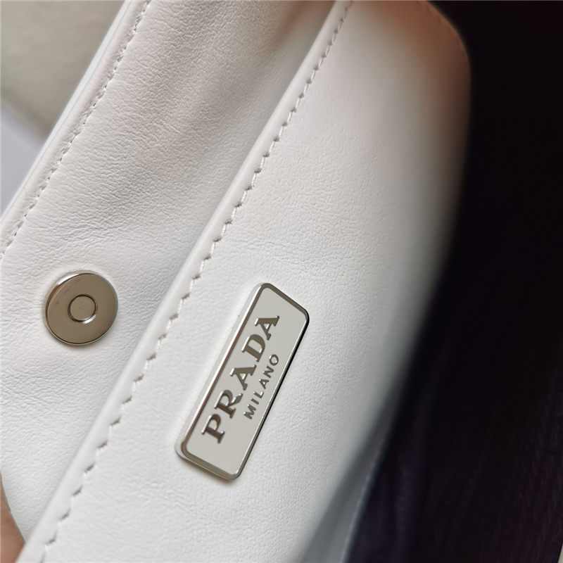 Prada Cleo brushed leather shoulder bag 1BC499 White High