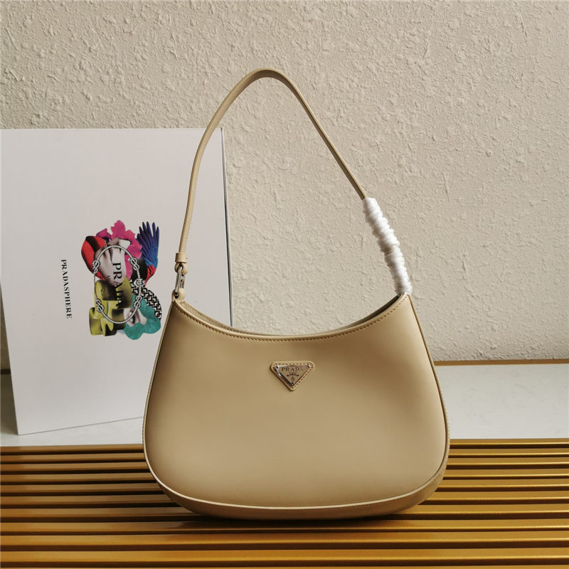 Prada Cleo brushed leather shoulder bag 1BC499 Beige High