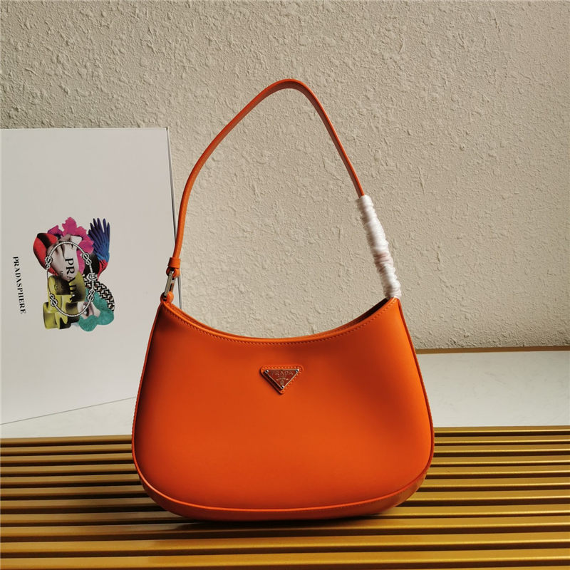 Prada Cleo brushed leather shoulder bag 1BC499 Orange High