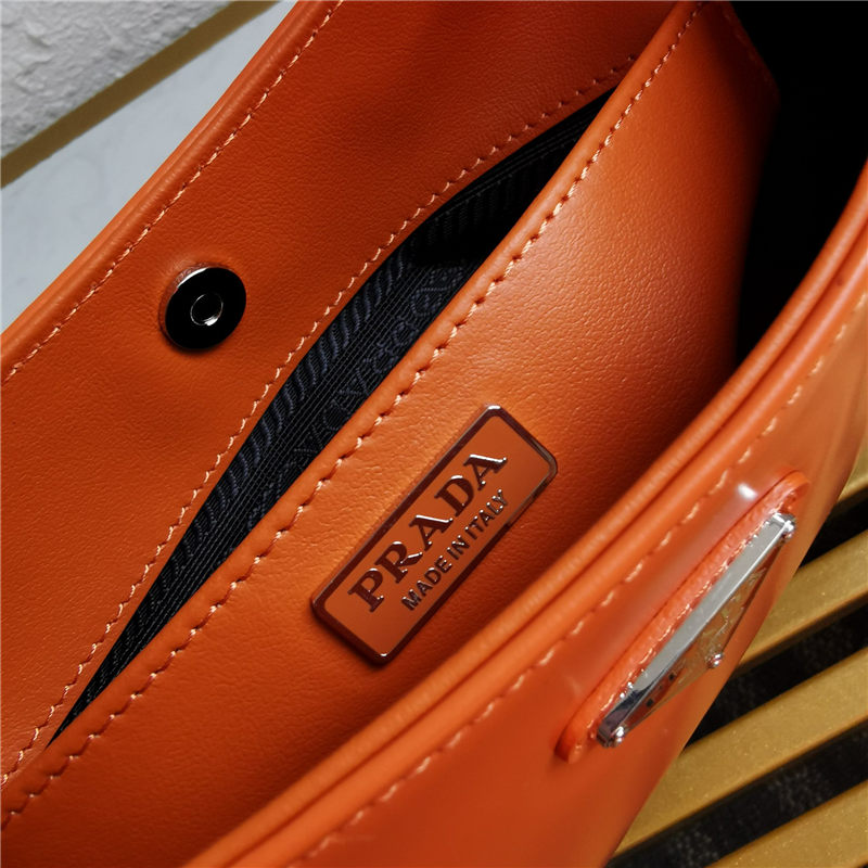 Prada Cleo brushed leather shoulder bag 1BC499 Orange High