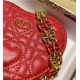 DiorAMOUR Dior CARO HEART POUCH WITH CHAIN Cannage Calfskin with Heart Motif Red High