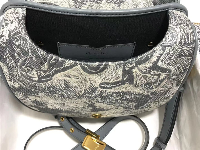 MEDIUM Dior BOBBY BAG Embroidery Grey High