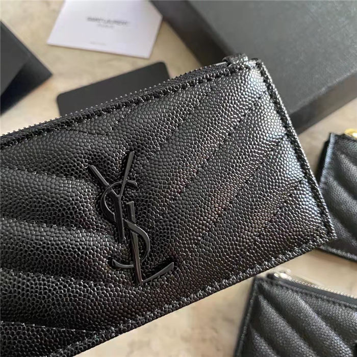 MONOGRAM FRAGMENTS ZIPPERED CARD CASE IN GRAIN DE POUDRE EMBOSSED LEATHER High