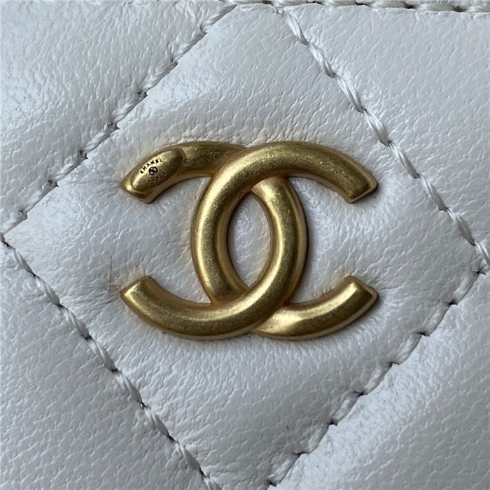 Chanel SMALL VANITY WITH CHAIN Lambskin & Gold-Tone Metal AP1447 White A