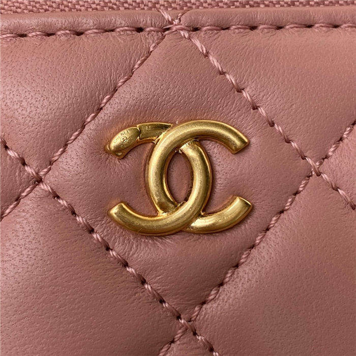 Chanel SMALL VANITY WITH CHAIN Lambskin & Gold-Tone Metal AP1447 Pink A