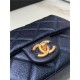 MINI FLAP BAG Iridescent Grained Calfskin & Gold-Tone Metal AS2855 Dark Navy A