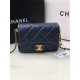 MINI FLAP BAG Iridescent Grained Calfskin & Gold-Tone Metal AS2855 Dark Navy A