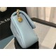 MINI FLAP BAG Iridescent Grained Calfskin & Gold-Tone Metal AS2855 Light Blue A