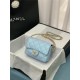 MINI FLAP BAG Iridescent Grained Calfskin & Gold-Tone Metal AS2855 Light Blue A