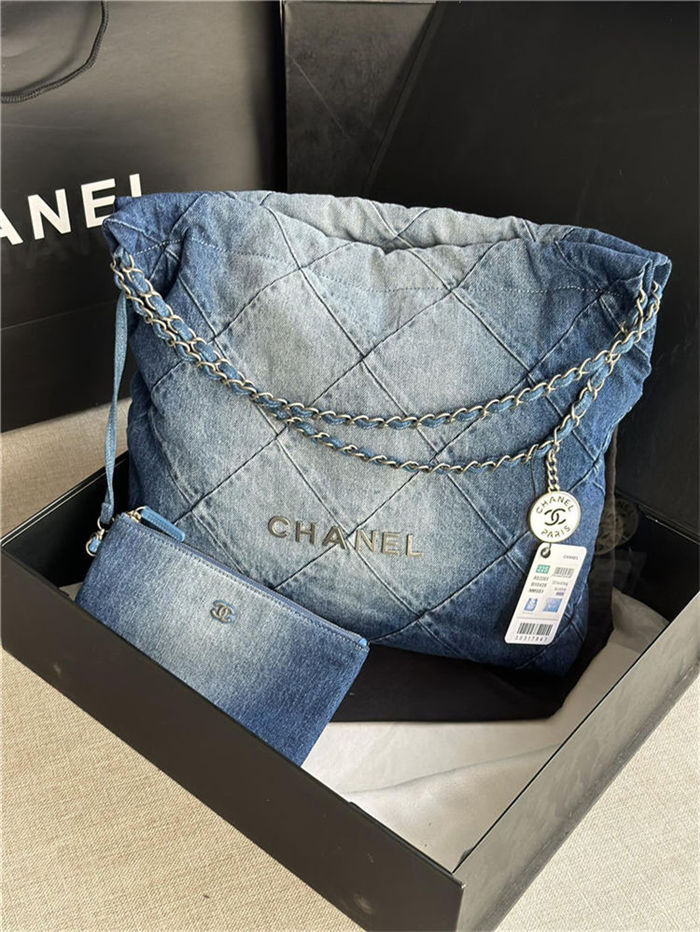 Chanel 22 MEDIUM HANDBAG Denim & Silver-Tone Metal AS3261 Gradient High