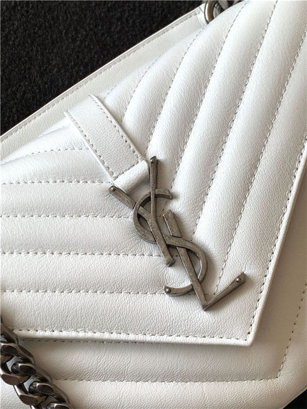 COLLEGE MEDIUM CHAIN BAG IN QUILTED LEATHER White-Silver High