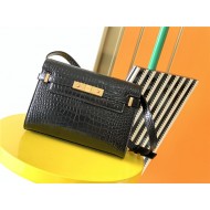 MANHATTAN SMALL SHOULDER BAG IN SHINY CROCODILE-EMBOSSED LEATHER High