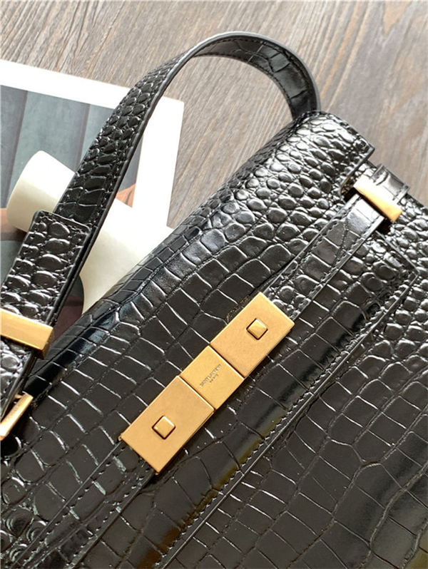 MANHATTAN SMALL SHOULDER BAG IN SHINY CROCODILE-EMBOSSED LEATHER High